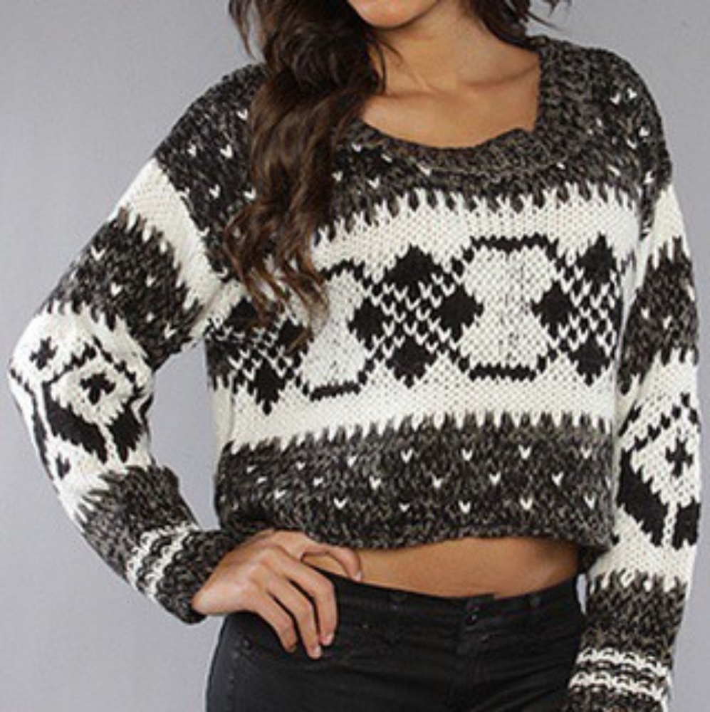 Free People Cropped Sweater Sz XS - Picture 6 of 6